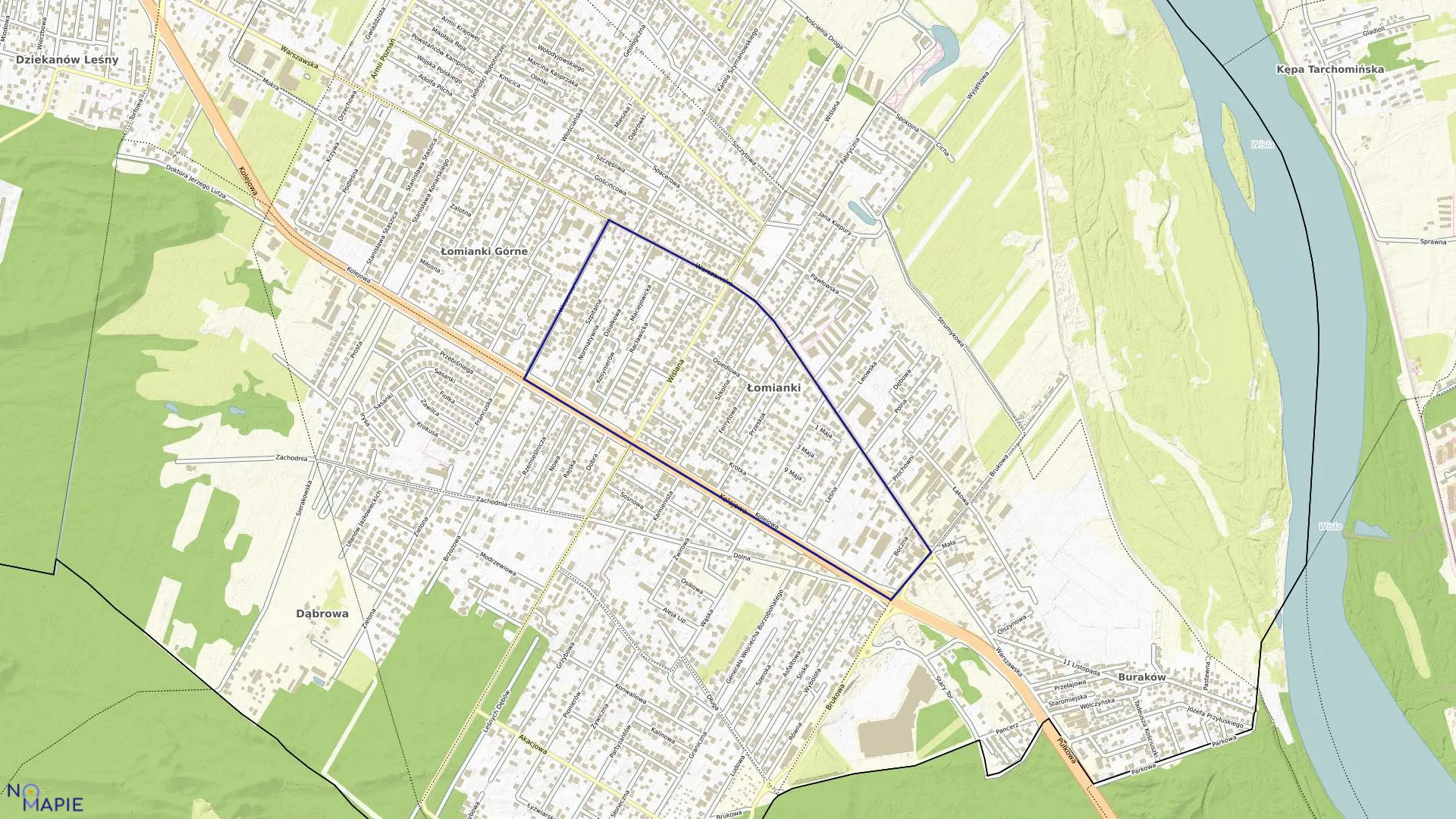 Mapa obrębu 0004 w gminie Łomianki