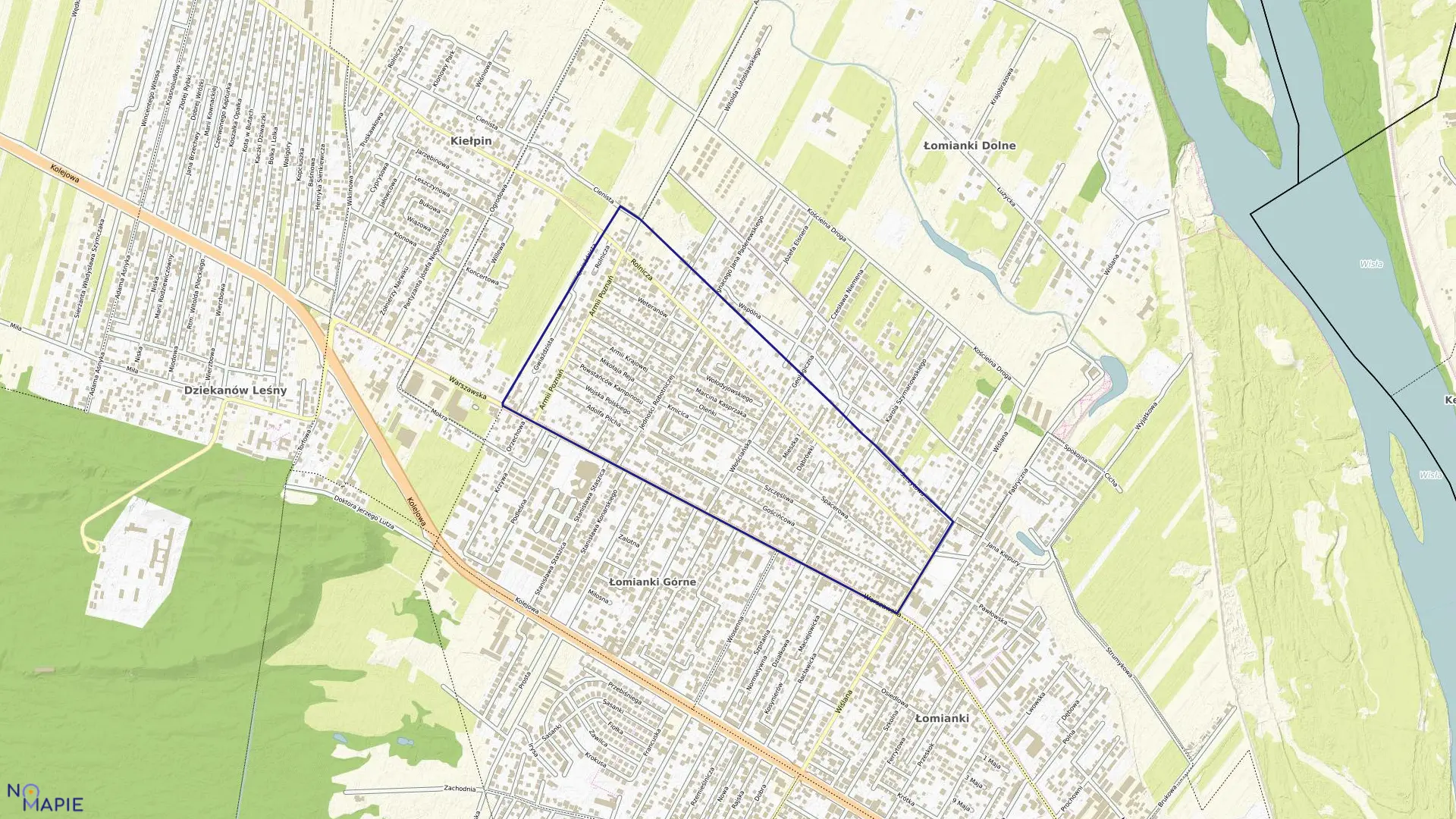 Mapa obrębu 0005 w gminie Łomianki
