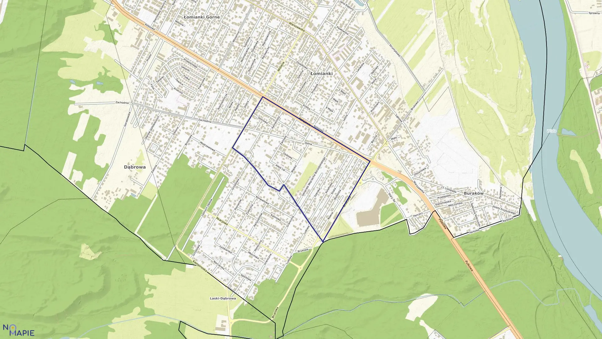 Mapa obrębu 0022 w gminie Łomianki