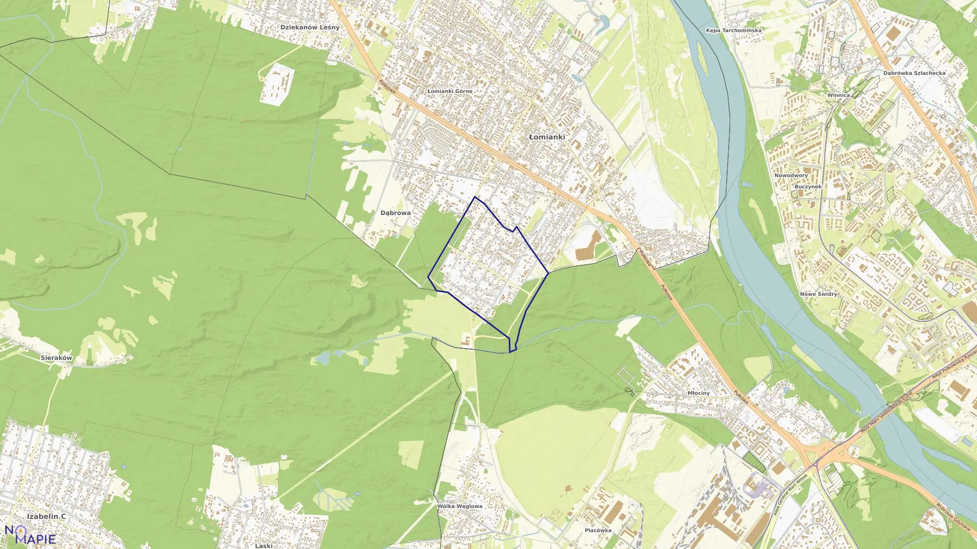 Mapa obrębu 0023 w gminie Łomianki