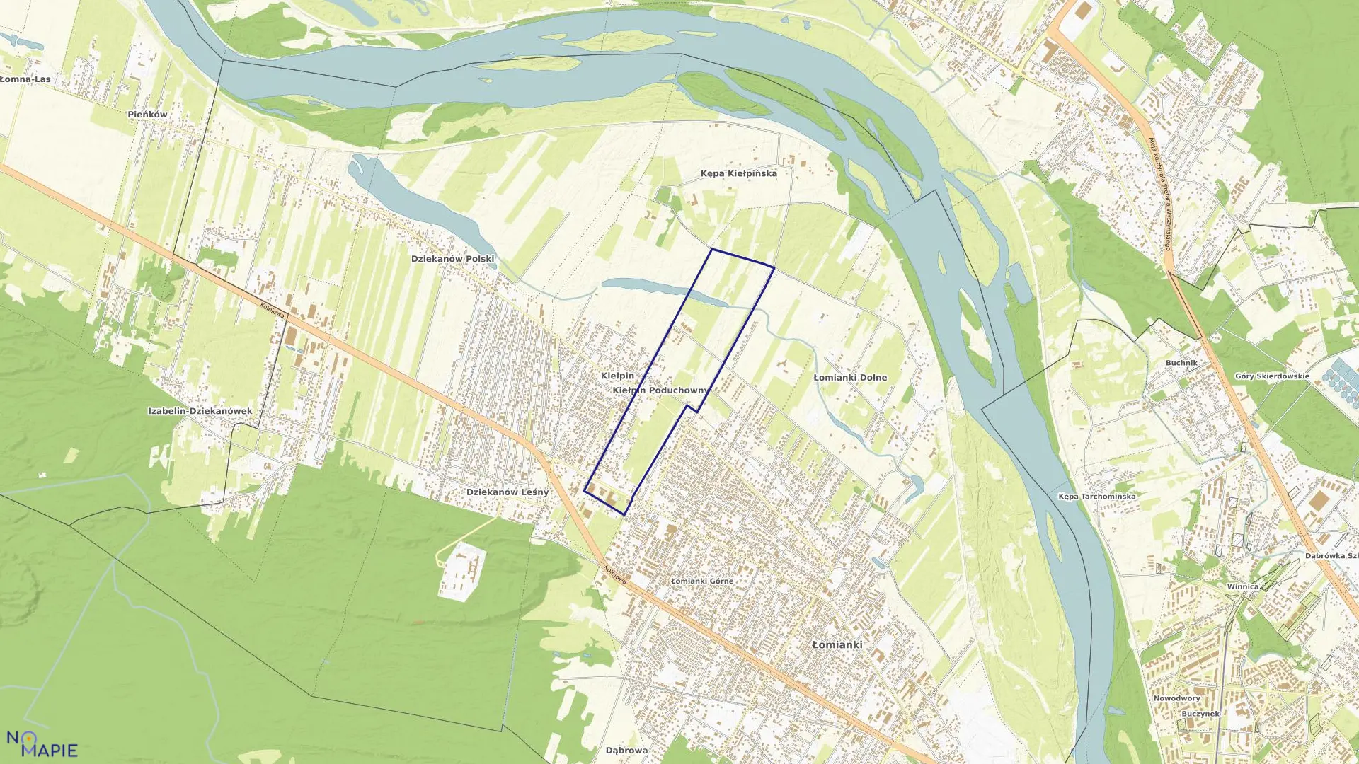 Mapa obrębu KIEŁPIN PODUCHOWNY w gminie Łomianki